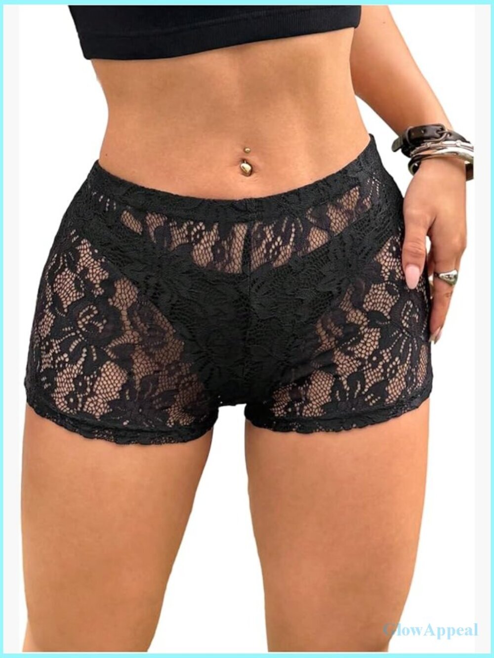 Sheer Mesh Lace Low Rise Mini Booty Shorts Y2k Rave Going Out